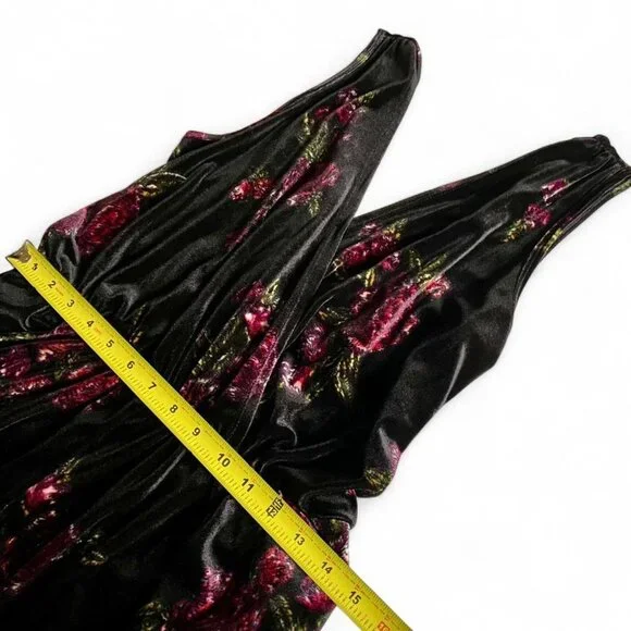 Xhilaration Floral Black Velvet Jumpsuit - Picture 5 of 7